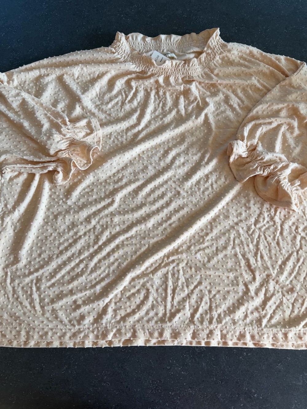 Madewell Light Peach Swiss Dot Ruffle Neck Women's Top